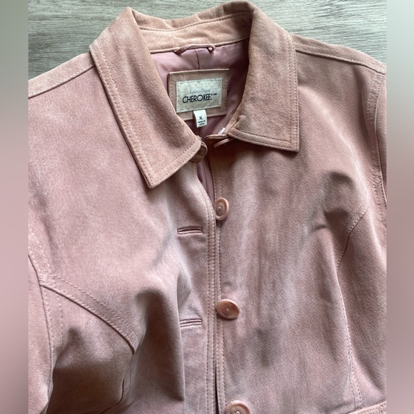 Vintage Light Pink 100% Genuine Leather Suede Jacket Festival Coachella Western - Picture 3 of 10